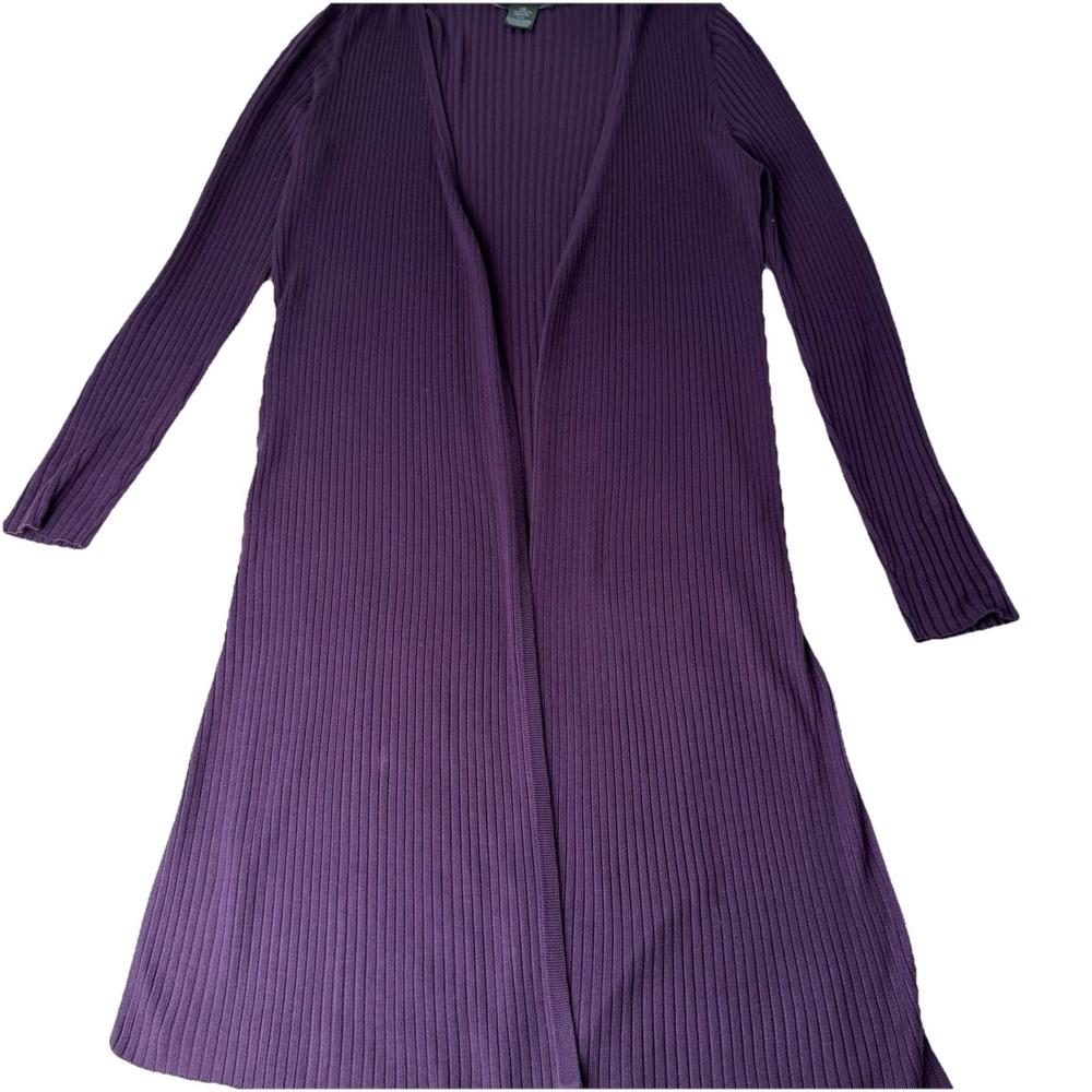 INC International Concepts Ribbed Cardigan Purple Open Front‎ Lightweight Size L